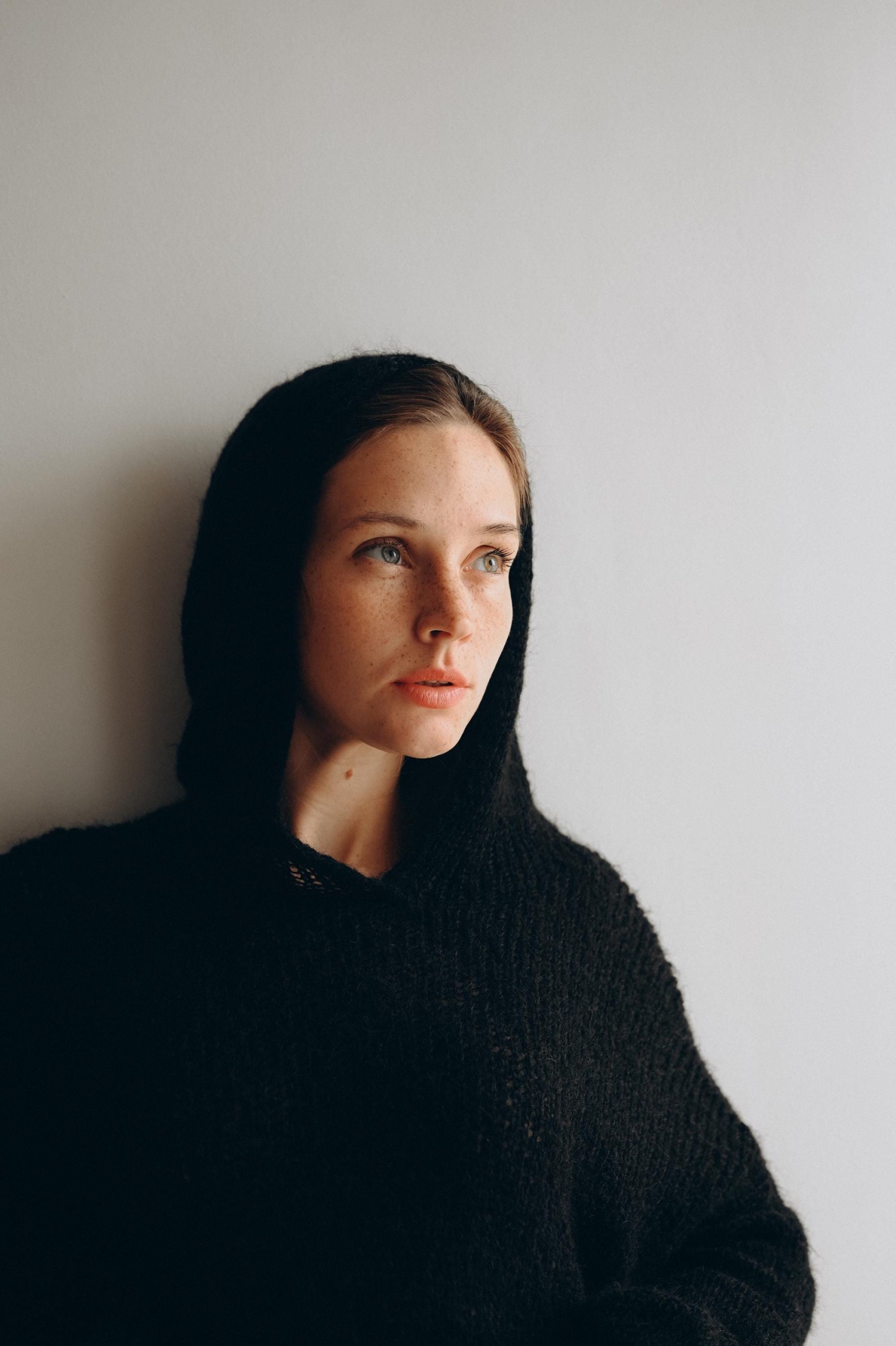 Hand Knitted Mohair Hoodie: Gray Slouchy Knitwear