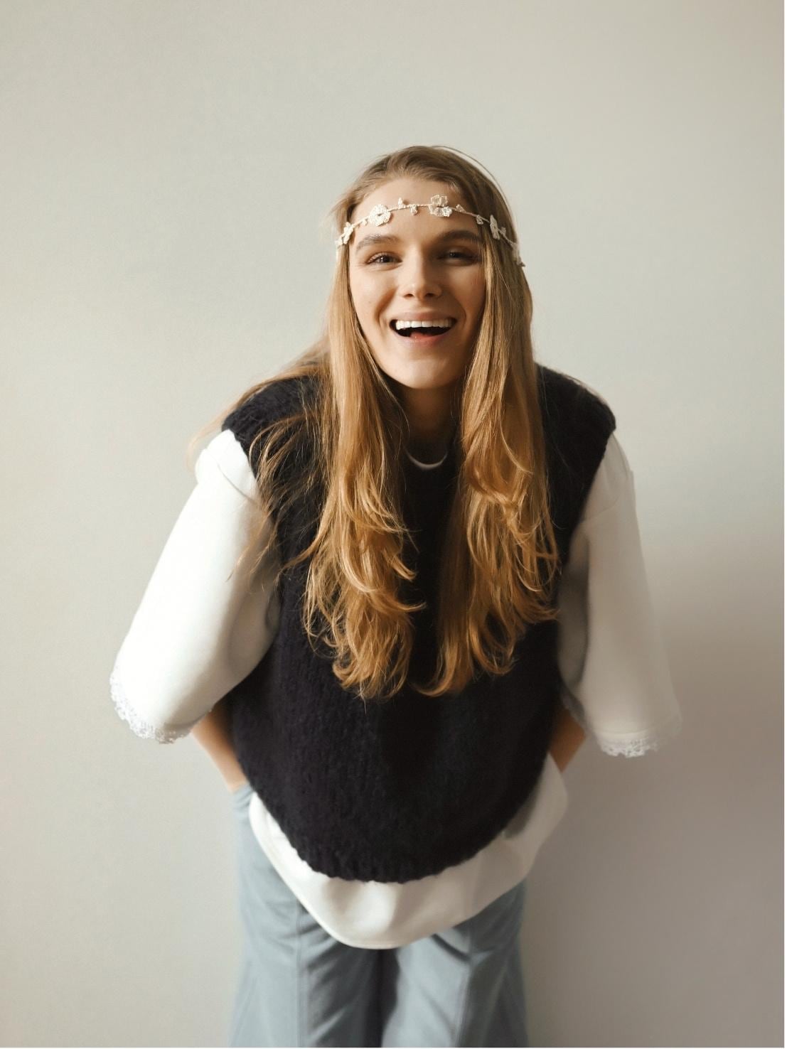 Hand-knitted Mohair Yellow Vest: Women's Cozy Knitwear