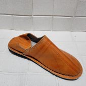 Moroccan Men’s Orange Leather Slip-on Sandals – Handmade Babouche For Him – Natural Leather Slides – Custom Gift Idea – Sizes 40-46 Eu
