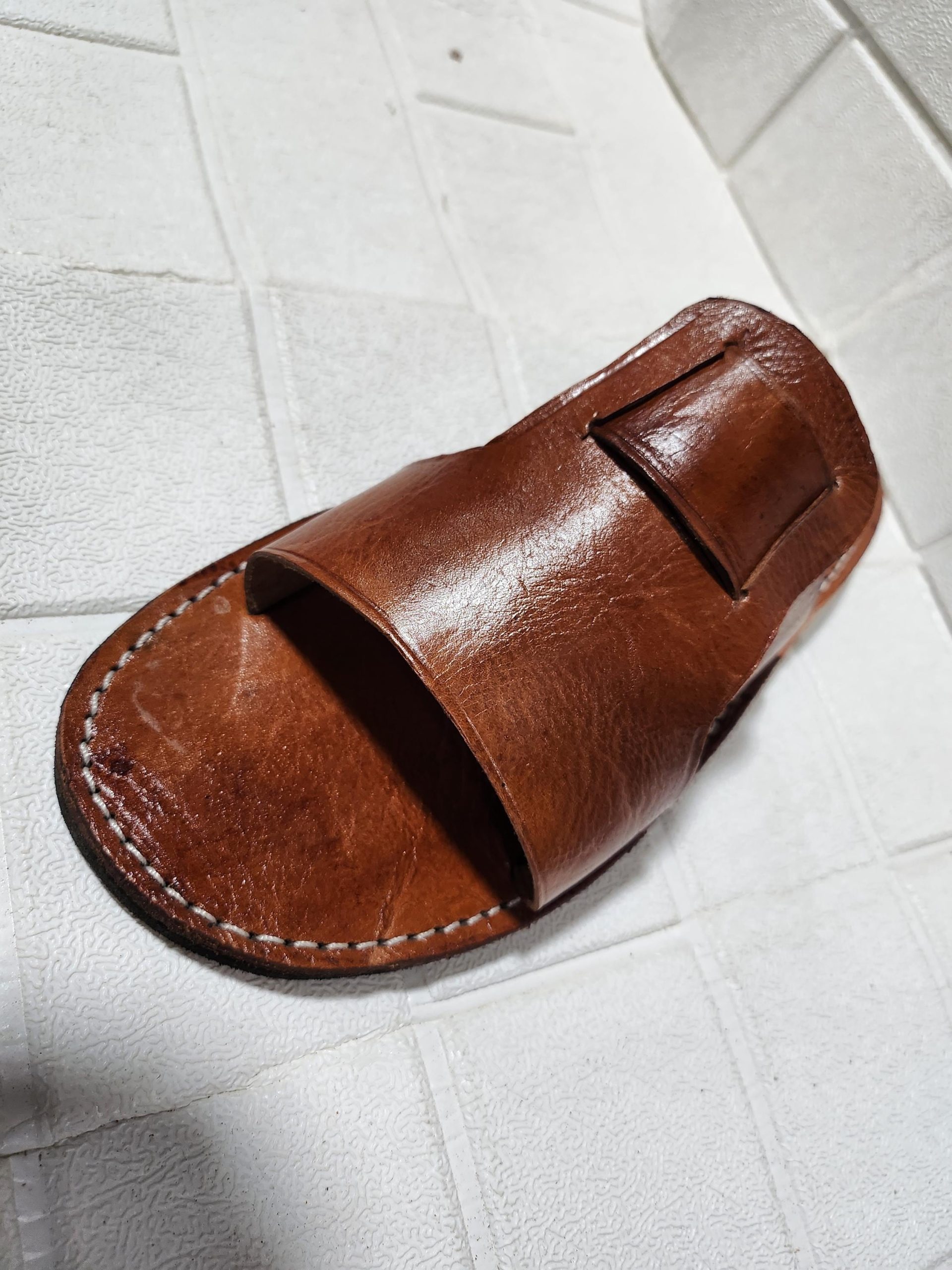 Handmade Moroccan Leather Sandals Men – Brown Artisan Slip On Shoes Gift